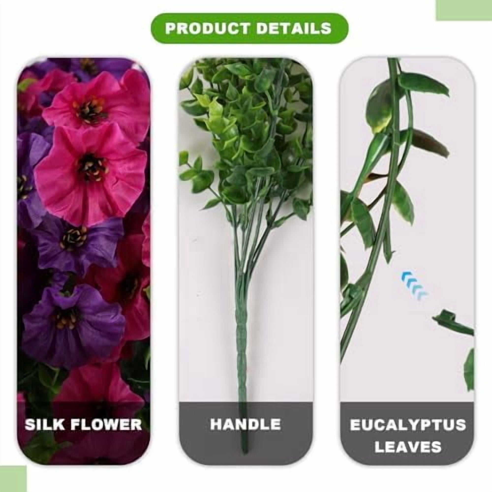 Jointown 12 Bundles Morning Glory Artificial Flowers for Outdoor Decoration UV Resistant Fake Plastic Plants Artificial Greenery for Indoor Outdoor Garden Patio Window Box Home Decor Spring Summer
