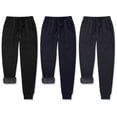 thumbnail image 3 of 2-Piece Men's Winter Warm fur lined Fleece Joggers Sweatpants for Comfort and Style, 3 of 9