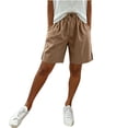 thumbnail image 4 of ByworldtasicNo Boundaries Wide Leg Cotton Shorts for Women Elastic High Waisted Pleated Casual Loose Bermuda Shorts, 4 of 6