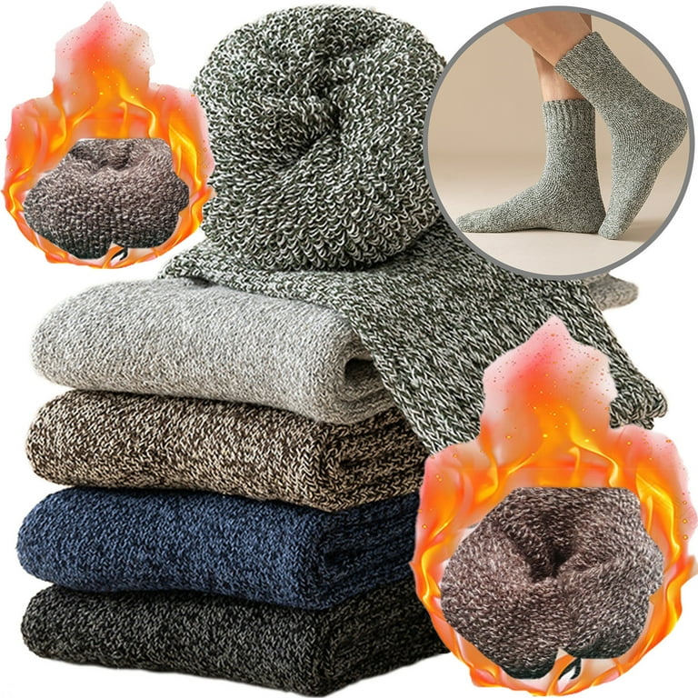Merino Wool Socks Mens - 5 Pairs Thick Winter Wool Hiking