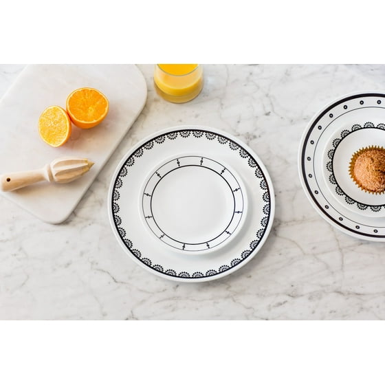 Corelle Livingware Black and White 16Piece Dinnerware Set