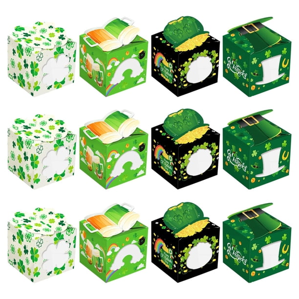 Caja de regalo del Día de San Patricio de 12 piezas con ventana transparente Estilo B