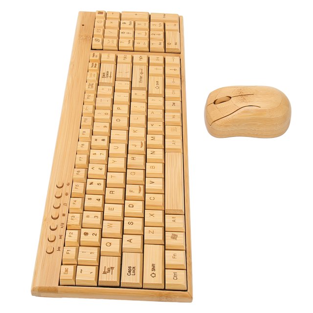 2.4GHz Computer Devices with USB Receiver, Bamboo Wood Material, Plug and Play, Ideal Holiday Gift