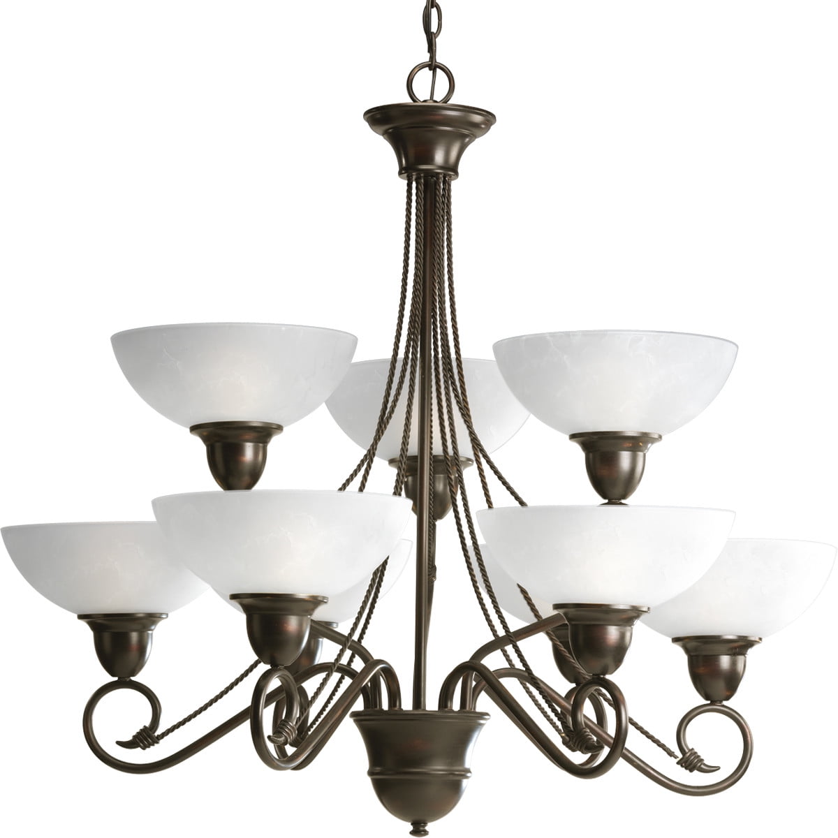 Progress Lighting P4603 Pavilion Nine Light Two Tier Linear Chandelier