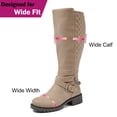 thumbnail image 4 of Love Steetly Women's Extra Wide Calf Knee High Boots, Quilted Tall Boots with Buckle Chain, Block Heel Side Zipper Non-Slip Winter Boots., 4 of 8