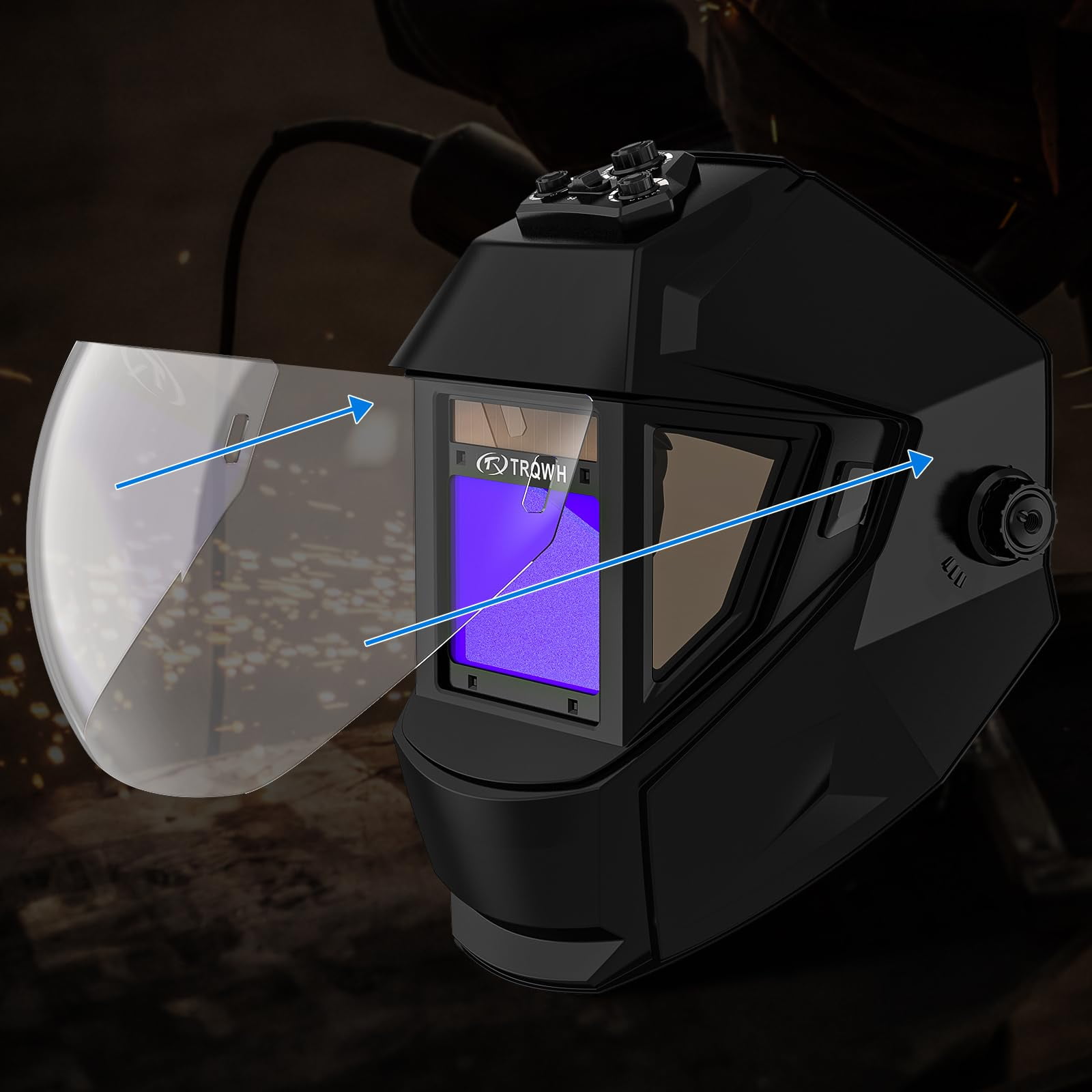 TRQWH Outside Cover Lens for Panoramic View Welding Helmet 3/Pack and 2 Inside Cover Lens