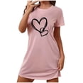 thumbnail image 1 of Rbaofujie Ensembles de Pyjama pour Femmes Robe de Nuit Courte Surdimensionnée pour Femmes Imprimée à Col Rond et Manches Courtes Robes de Nuit et Vêtements de Sommeil, 1 of 6
