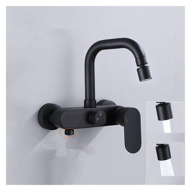 Tuqiu Kitchen Faucet With Spray Gun Swivel Kitchen Sink Mixer Tap Hot & Cold Wall Mounted With Spray Gun Rotating Sink Mixer ,Effortless Installation