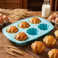 thumbnail image 5 of Silicone Baking Pan 12 Inch 6 Cavity Flower Shaped Silicone Molds for Baking, Non Stick Silicone Muffin Pan for Home Kitchen Baking Supplies, 12 X 8 Inch Green Silicone Bakeware, 5 of 6
