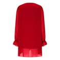 thumbnail image 5 of lulshou Long Sleeve Shirts for Women Casual Solid Color V-Neck Pullover Top with Button Detail, Red, M, 5 of 6