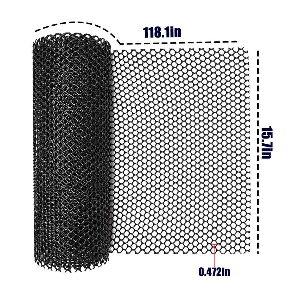 Black Plastic Wire Mesh Fence Roll, Plastic Chicken Wire Mesh, Plastic Garden Netting Fencing Barier for Poultry,Dog,Rabbit (0.4m x 3m)