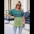 thumbnail image 4 of Blusas de Corta con Cuello Redondo y Botones para Mujer, y Verano 2025 Verde M, 4 of 10