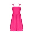 thumbnail image 6 of Milgrthf Girl's Cute A Line Dress Smocked Ruched Swing Dresses Layered Tie Shoulder Flowy Cami Dress 8-16 Year Hot Pink, 6 of 8