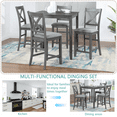 thumbnail image 3 of SESSLIFE Dining Table Set for 4, Counter Height Kitchen Table Set with Square Table and 4 Upholstered Chairs, Solid Wood Dining Room Set for 4, Space-Saving, Gray, 3 of 10