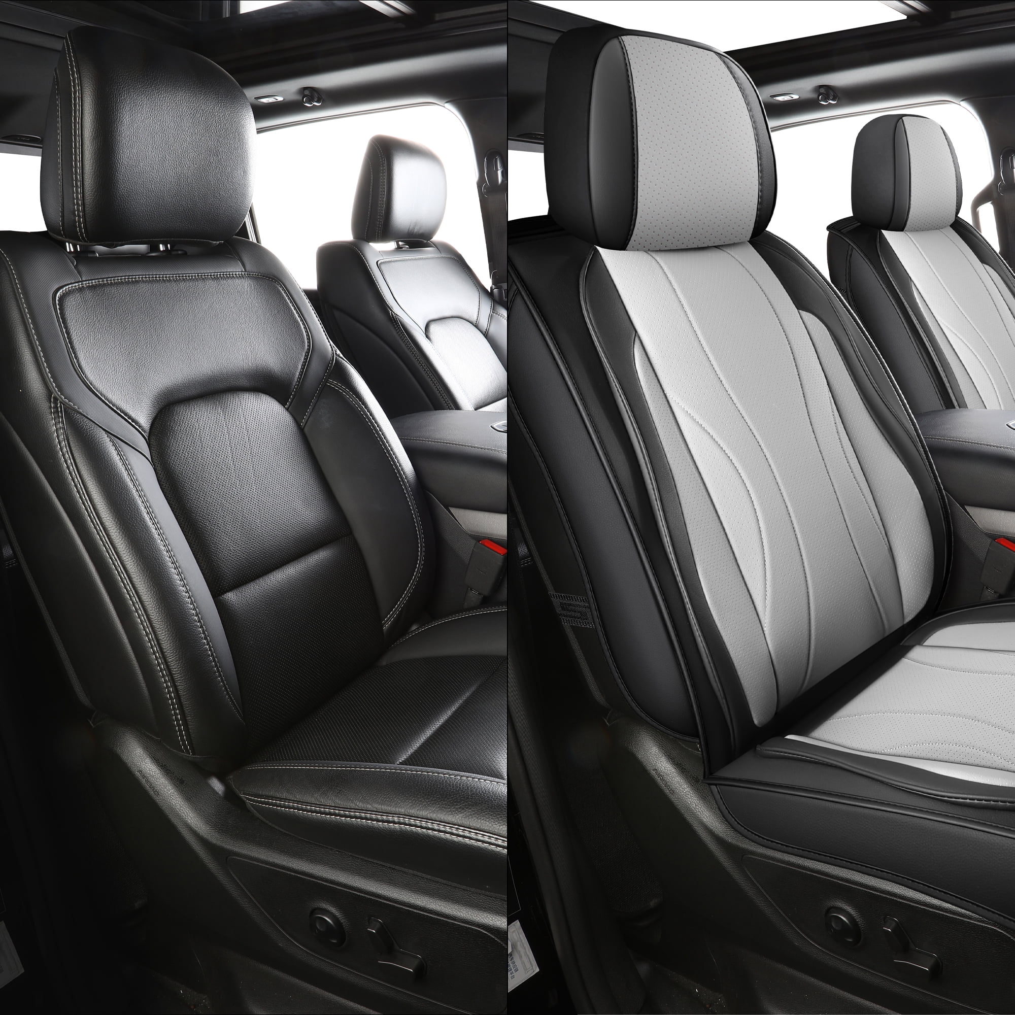 LINGVIDO Waterproof Faux Leather Seat Covers Fit for 2009-2024 Dodge Ram 1500 2500 3500 Seat Cushion Protector Truck Pickup Crew Quad Cab with Split Bench 40/60