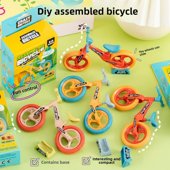 Assembling Balance Bike Children's Puzzle Building Blocks Intelligent Assembly Balance Bike Small Particle Building Blocks Toy 3 Colors Random