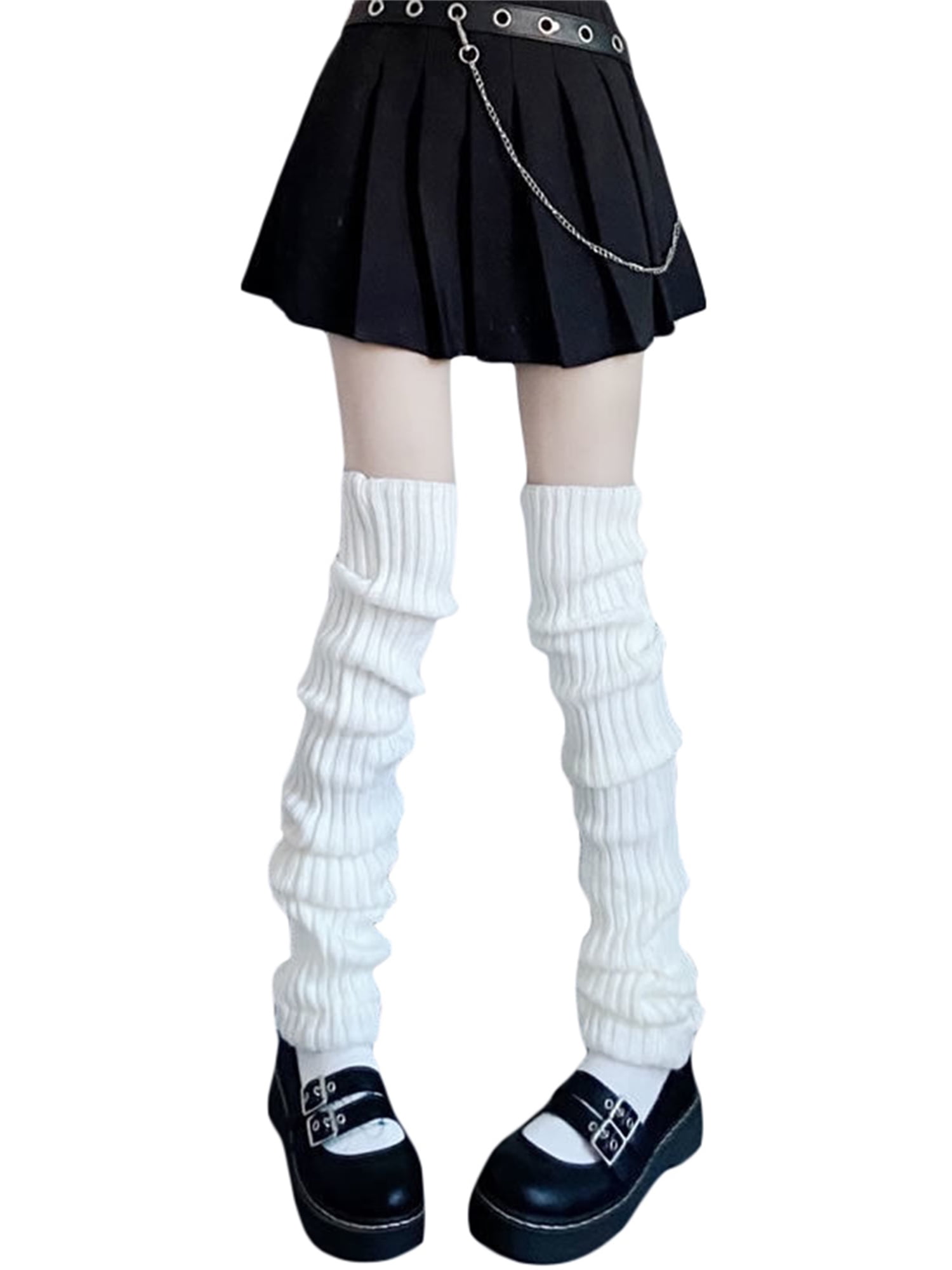 Seyurigaoka Women Japanese Style Kawaii Leg Warmers Y2K Knit Long Socks