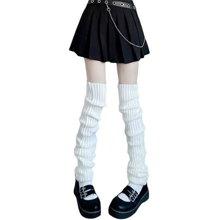 Gureui  Harajuku Japanese Leg Warmers Women Gothic Knit Long Socks Leggings Gaiters Knee Goth Winter Cuff Ankle Heap Sock