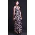thumbnail image 2 of Bimba Floral Women Printed Crew Neck Side Slits Halter Dress Long Evening Gown-Large, 2 of 6