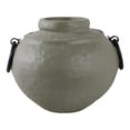 thumbnail image 6 of Round Ecomix Vase for Living Room and Home Decor - Metal Ring Handles and Textured Finish Flower Vase for House Display  - Modern Accent for Room, Bedroom, Office and Table - 10", Green & Black, 6 of 14