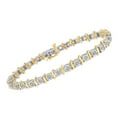 thumbnail image 3 of 10K Two Tone Gold Plated .925 Sterling Silver 1.0 Cttw Diamond S-Curve Link Miracle-Set Tennis Bracelet (I-J Color, I3 Clarity) - Choice of Metal Colors & 7" or 8" Lengths, 3 of 8