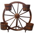 thumbnail image 2 of LiviNest Wooden Wagon Wheel Planter: Rustic Farmhouse Decor for Garden & Patio - Fir Wood & Metal Banded 4-Bucket Planter for Flowers & Plants, 2 of 6