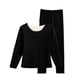 thumbnail image 1 of Qarigey 1 Juego de ropa interior de poliéster para mujer, Color sólido, manga larga, reemplazo, invierno, otoño, Flexible, cálido, ropa de Ropa interior Negro, 1 of 6