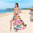 thumbnail image 6 of FORMRS Womens Long Sarong Beach Wrap Semi-Sheer Bikini Skirt Bathing Swimsuit Cover Up, Pink Floral Blooms, 6 of 7
