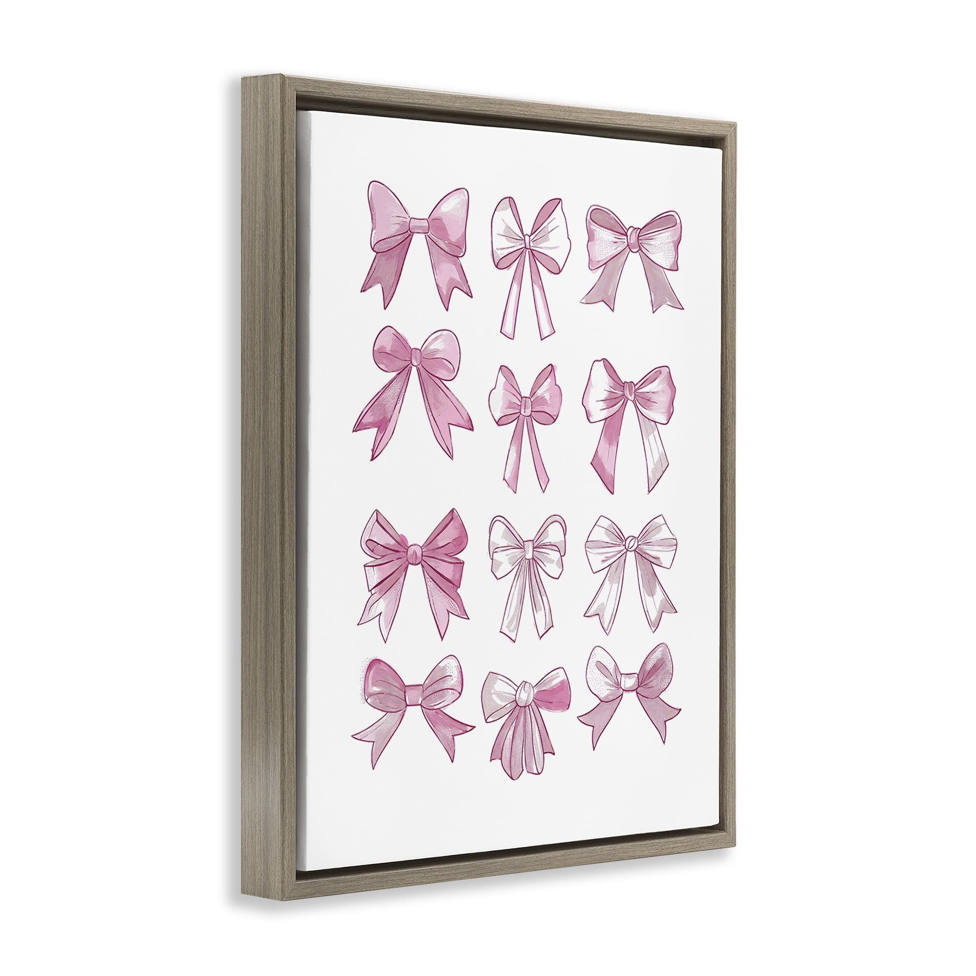 Stupell Industries Fabulous Bows Pattern Beauty & Fashion Painting Brown Floater Framed Art Print Wall Art, 25 x 31