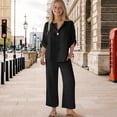 thumbnail image 5 of Mercatoo Cotton Linen Sets for Girls 2 Piece Button Blouse 𝐃ressy Tops and Wide Leg Pants Summer Shirts Teens Casual Beach Clothes, 5 of 9