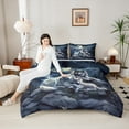 thumbnail image 4 of Manfei Wild Wolves Full Size Comforter Sets, Moon Night Star Bedding Comforter Set, Natural Mountain River Bedding Sets, Luxury Bedroom Decor Reversible 3-Piece, 4 of 8