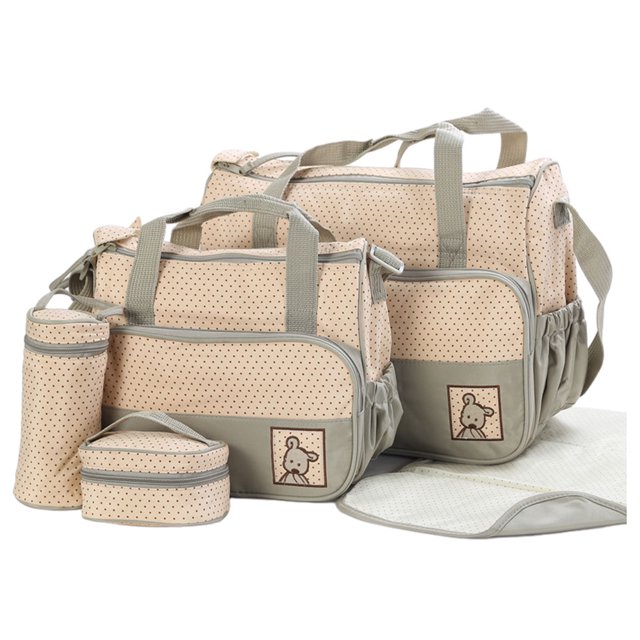 Waterproof Diaper Nappy Changing Bag Set Large Capacity Sets Maternity Nappy Stylish Easy To Clean Eco-friendly Polyester khaki