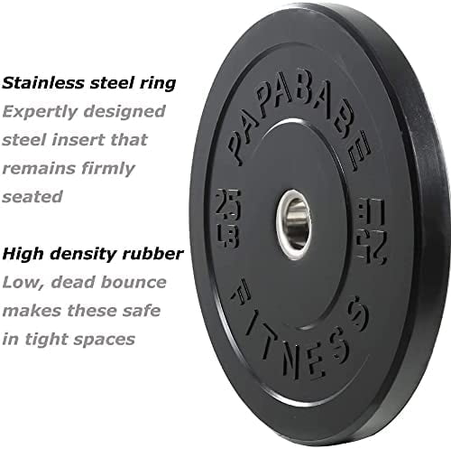 Bumper Plates: 2-Inch Stainless Steel Hub, Durable Rubber Weight Plates - Perfect for Cross-Training, Weightlifting, and Gym Fitness - 25lb Pair