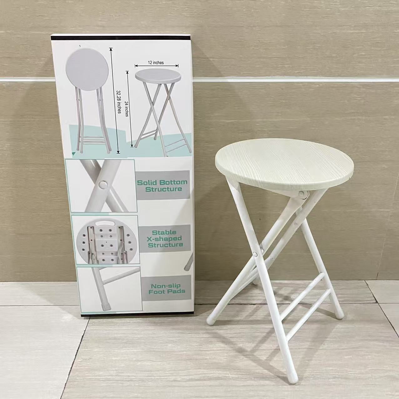 Styecofur Furniture of metal,24 Inch Tall Metal Folding Chair Portable Metal Stool Chair Heavy Duty Metal Foldable Bar Stools (White)