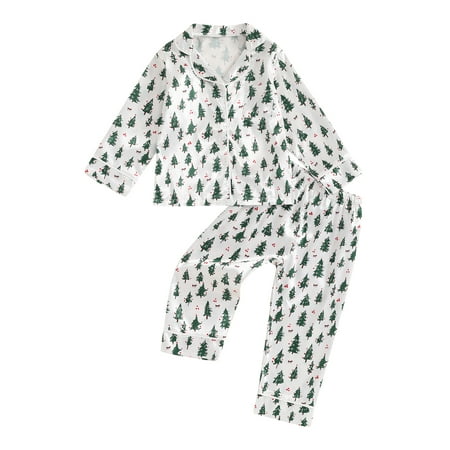 

Binshrliy 2Pcs Toddler Baby Girl Boy Christmas Pajamas Set Reindeer Print Long Sleeve Shirt and Pants 12M 18M 24M 3T 4T 5T Kids Fall Sleepwear Loungewear