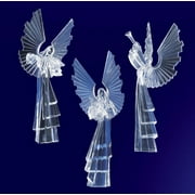 CC Christmas Decor Set of 6 Clear Icy Religious Instrument Playing Angel Figurines 10"