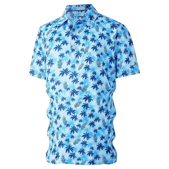 Polo Shirts for Boys Short Sleeve Lapel Collar All-Over Print Graphic Tees Breathable Casual Comfort Kids Polos Size 7-8Y