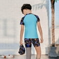 thumbnail image 6 of Hiijoy Big Boys 3-Piece Swimsuit Short Sleeve Rash Guards Shorts Hat Quick Drying Bathing Suit, Sizes 2-12, 6 of 8