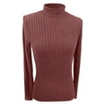 thumbnail image 4 of FYDUU Women's T Shirt Fall Tops Womens Long Sleeve T Shirts Turtle Neck Stretchy Slim Fitted Knit Shirts Lightweight Sweater Basic Layering Top Regular-Fit Tee Shirt, 4 of 5