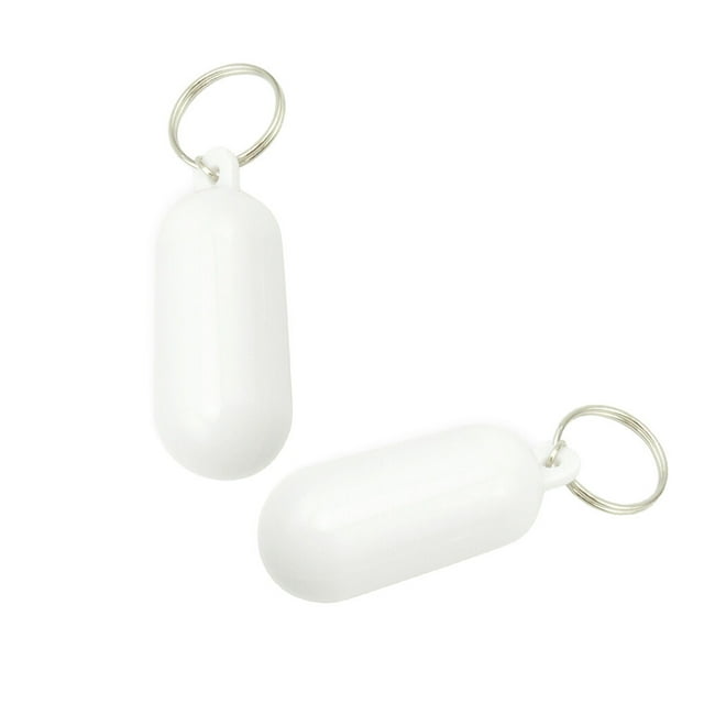 Naiovety Llavero flotante Anti-perdida ABS Figuración secundaria Robusto Ligero Portátil Color brillante Llavero en forma de píldora Deportes acuáticos Blanco2pcs