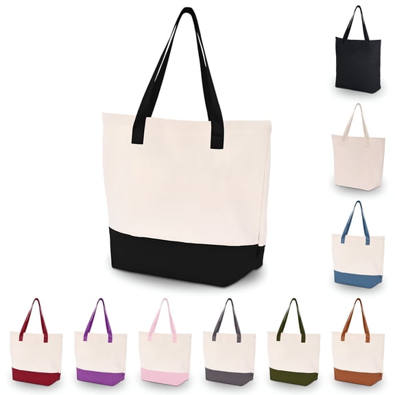 GASTROPOD 2026 New Tote Bag for Women, Canvas Tote Bag - Two-Tone, Top Zipper Closure, Extra Inner Pocket - Multipurpose Shoulder Bag, for Daily Use, Work, Shopping, Travel, Casual Outings.