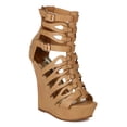 thumbnail image 1 of Nature Breeze AH70 Women Leatherette Gladiator Strappy Open Toe Platform Heel Wedge, 1 of 4