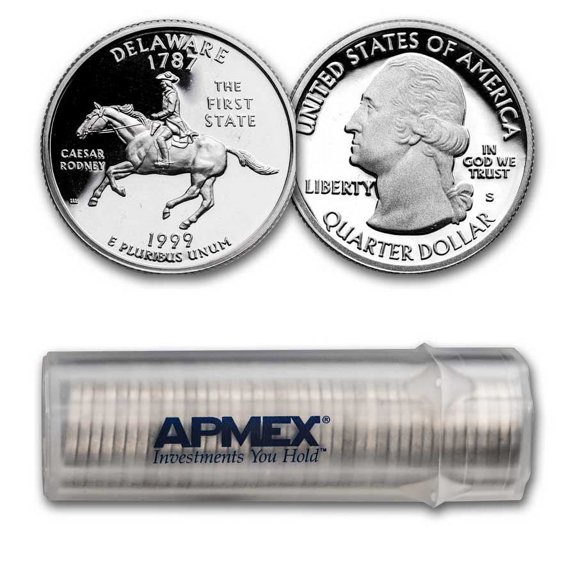 1999-S Delaware State Quarter Gem Proof 40-coin Roll (Silver)
