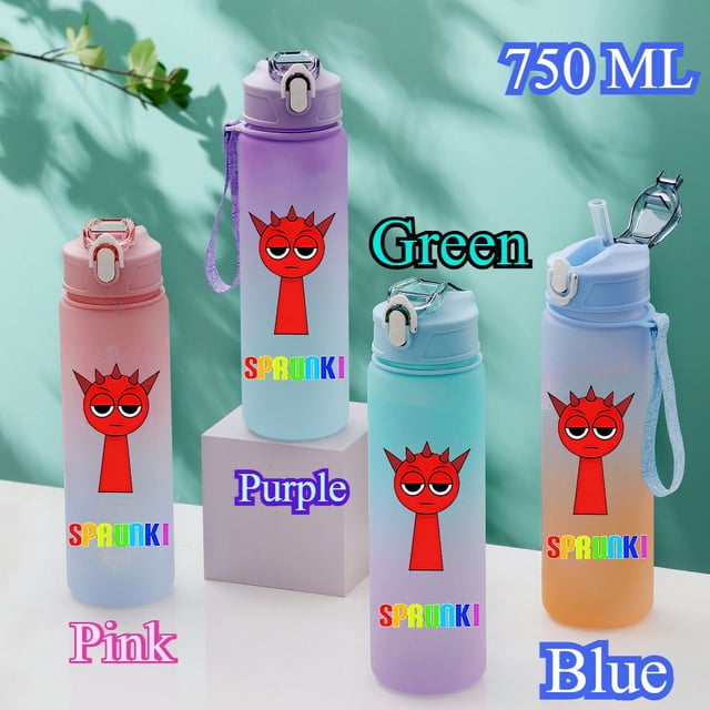 750ML Gradient Color Bottle Sprunki Sprunki Incredibox Sprunki Game Cartoon Drinking Water Cup Kids Birthday Christmas Gift