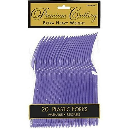 Amscan 8000.106 Tableware Premium Plastic Forks, One Size, New Purple