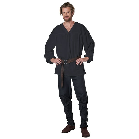 Renaissance Peasant Shirt Adult Costume (Black)