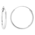 thumbnail image 2 of 2 Pairs Sterling Silver Endless Hoop Earrings thin 1 mm tube 5/8 inch 16mm, 2 of 2