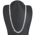 thumbnail image 2 of Solid 925 Sterling Silver Italian 7.2mm Flat 24” Curb Chain Necklace Italian Unisex for All Ages, 2 of 6