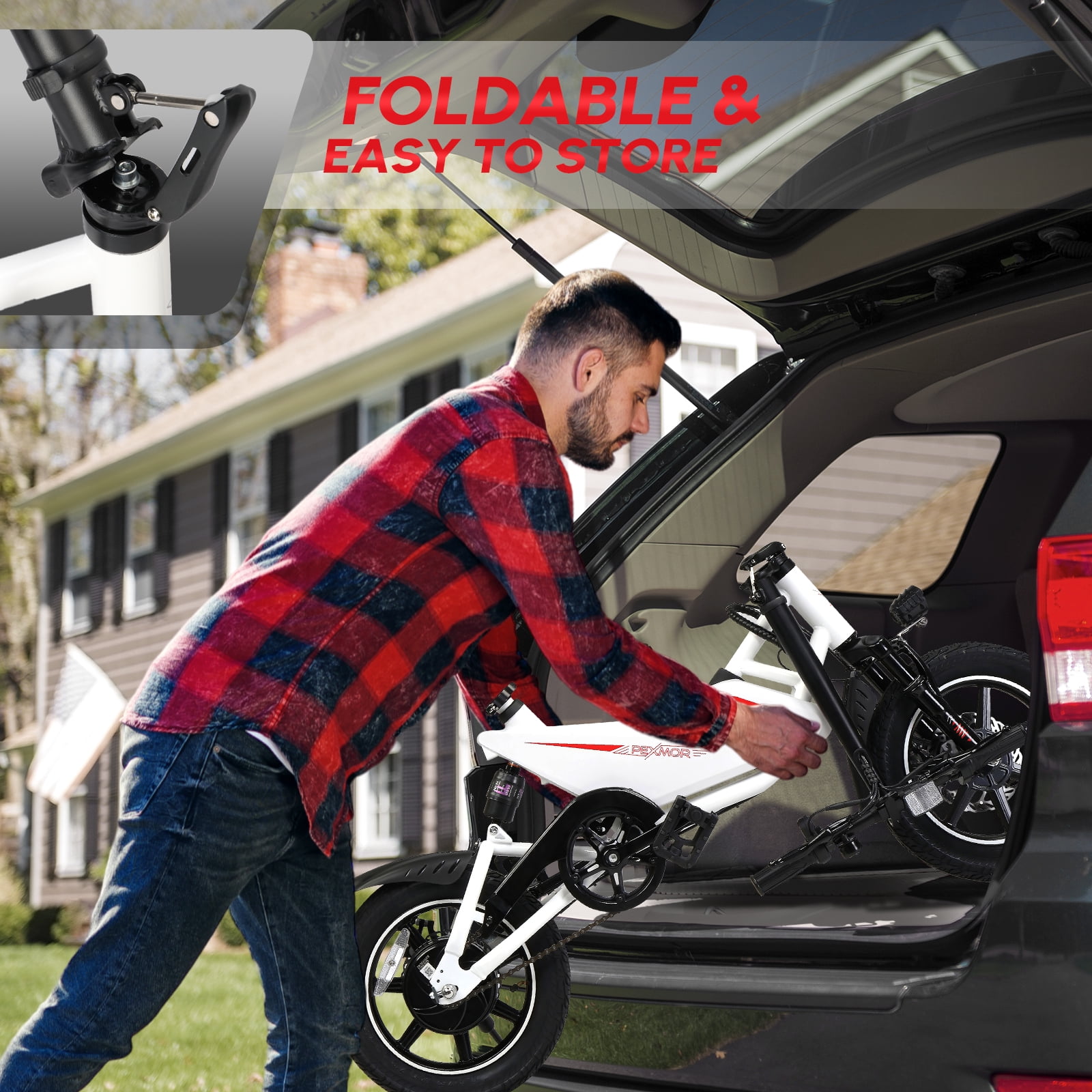 PEXMOR 14" Electric Folding Commuter Bicycle for Adults, 350W