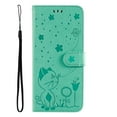 thumbnail image 3 of Compatible With iPhone 14 Pro Wallet Case Full Coverage Dustproof Card Pocket PU Leather Cute Flower Knurling Wrist Strap Shockproof Lightweight Luxury Phone Cover,Green, 3 of 11